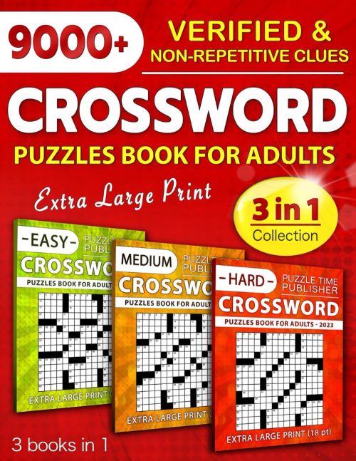 9000 Crossword Puzzles Book For Adults